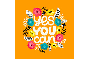 Yes You Can. Handdrawn Illustration.