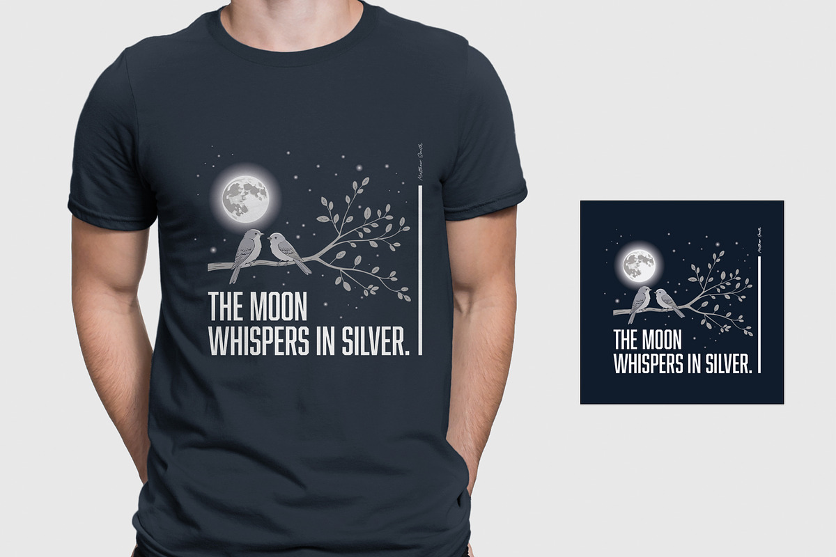 Artistic Moonlight Bird T Shirt