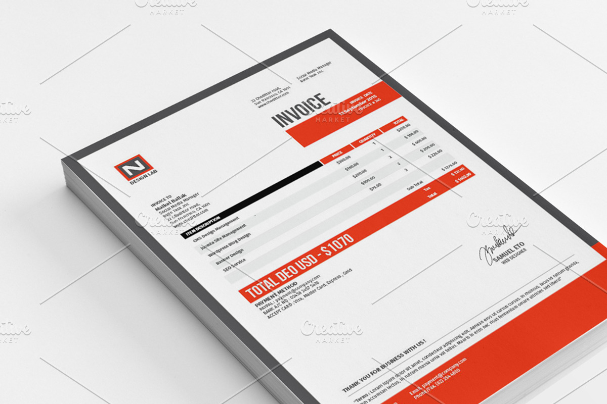 Round Invoice Template, a Stationery Template by alimran24