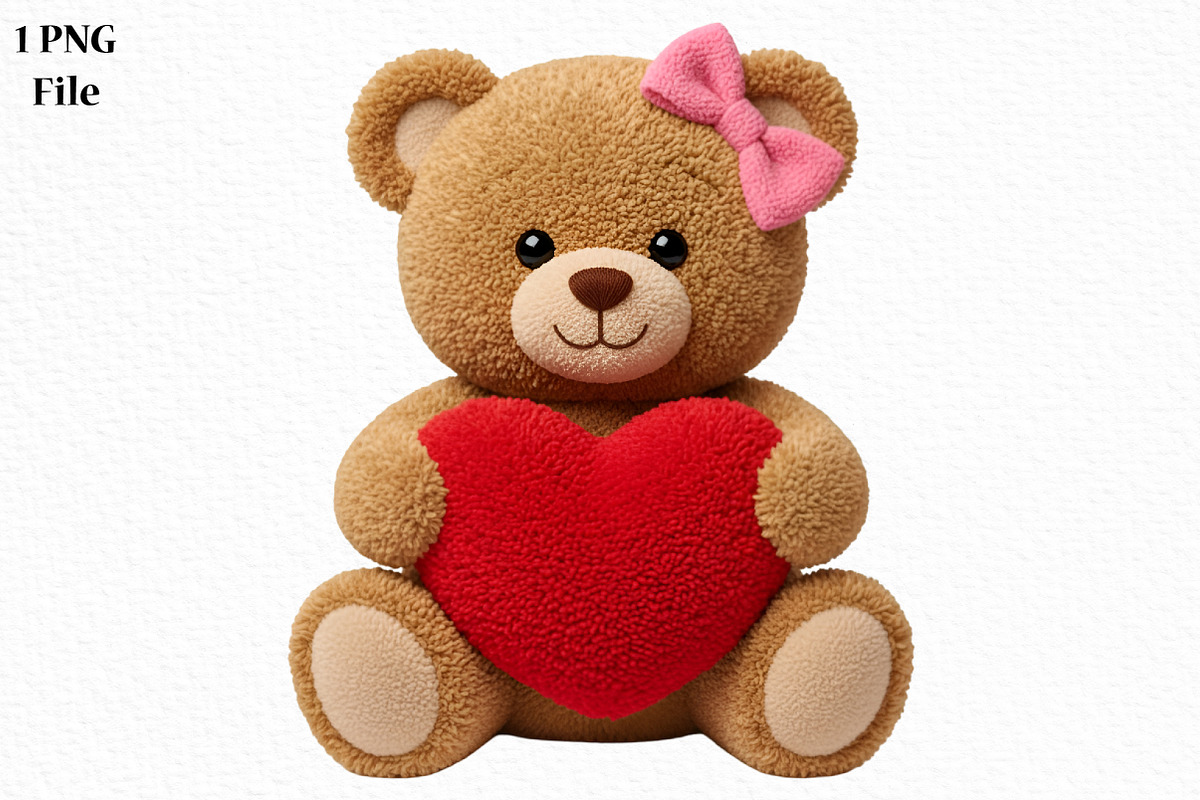 Faux Yarn Valentine's Day Teddy Bear, an Illustration by Canvas Craft (Photo 1 of 6)
