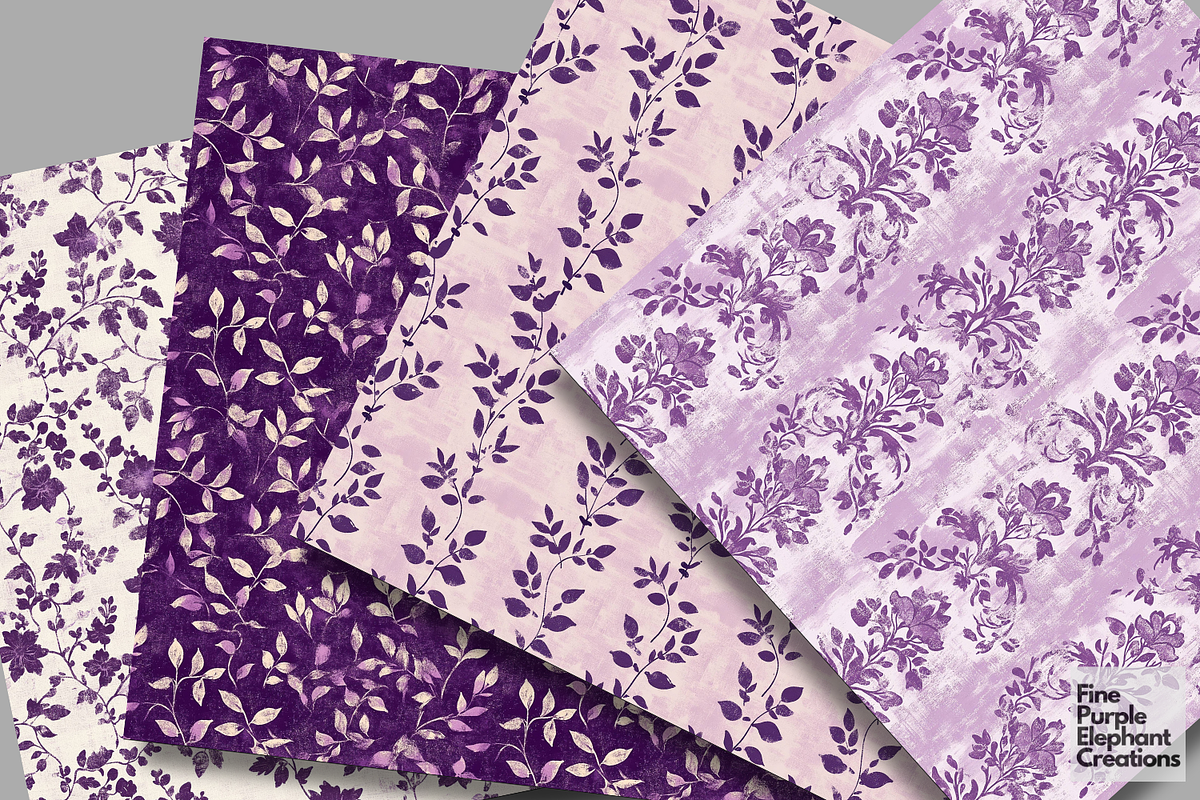 Purple Distressed Cottagecore Shabby, a Pattern Graphic by Fine Purple Elephant (Photo 4 of 5)