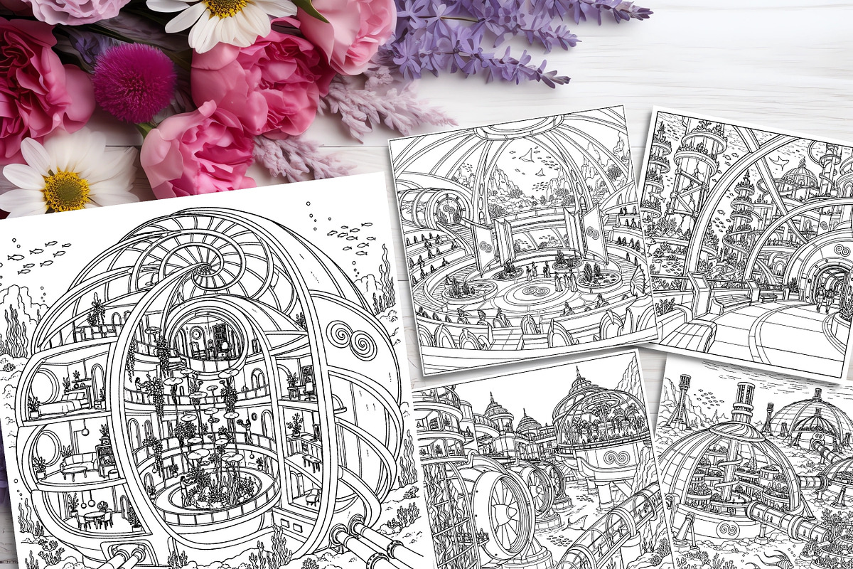 80 Sci-Fi Coloring Pages Bundle, a Brochure Template by LA Design (Photo 7 of 10)