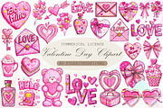 Watercolor Valentine Day Clipart, an Illustration by Sublimation Artist (Thumbnail 1 of 6)