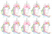 Unicorn Faces Silver Clipart,Pattern, an Illustration by Mia's Graphic Design (Thumbnail 4 of 10)