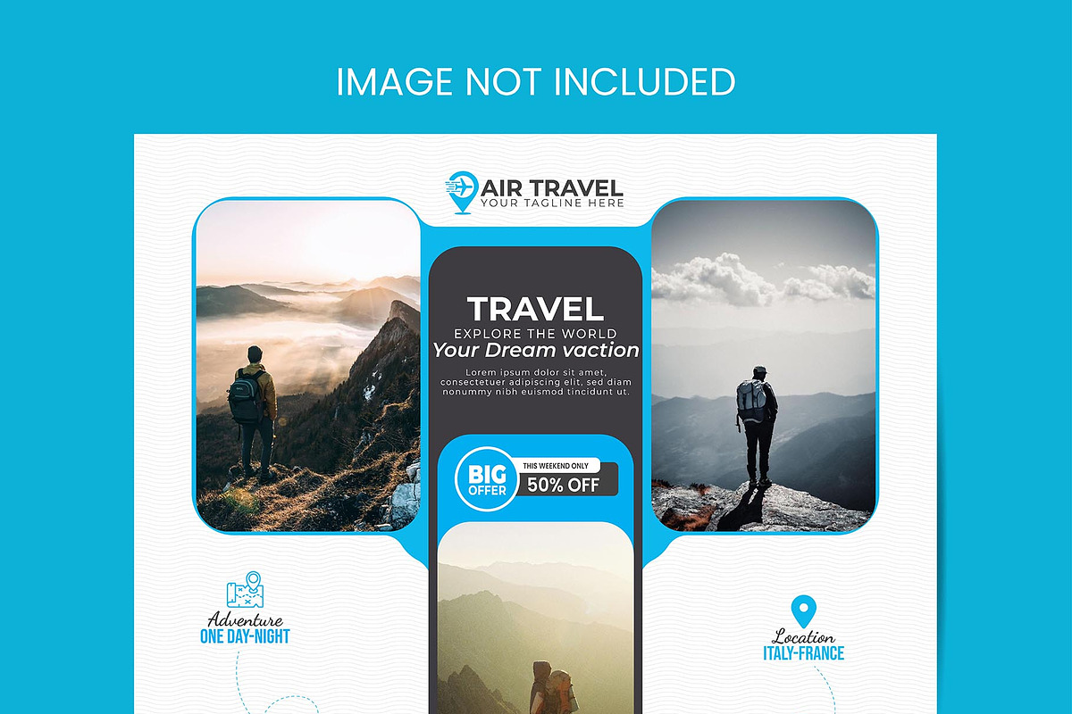 Travel Agency Social Media Post, a Marketing Template by Photoshop Action (Photo 3 of 18)
