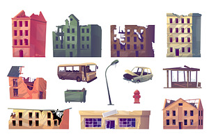 Damaged urban structures. Destroyed, an Object Illustration by Vectorbuum