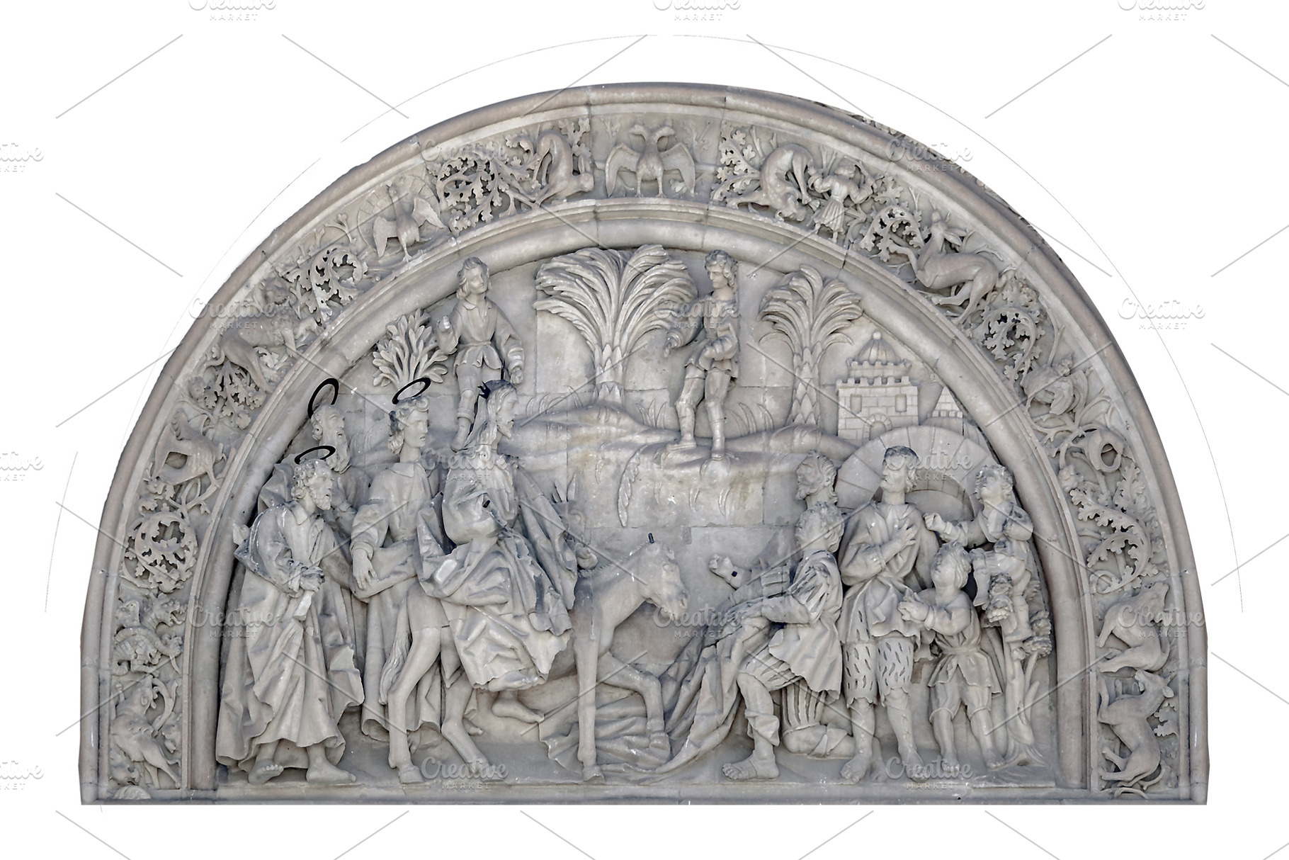 Isolated image of ornate medieval stone arch carving, an Arts & Entertainment Photo by DanFLCreativo