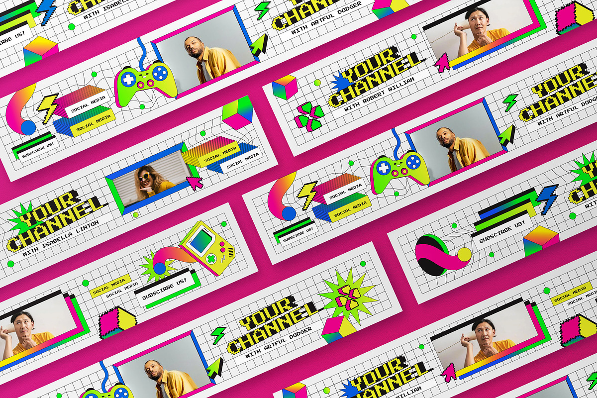 Retro Y2K Gaming YouTube Cover, a Social Media Template by graphicook (Photo 3 of 3)