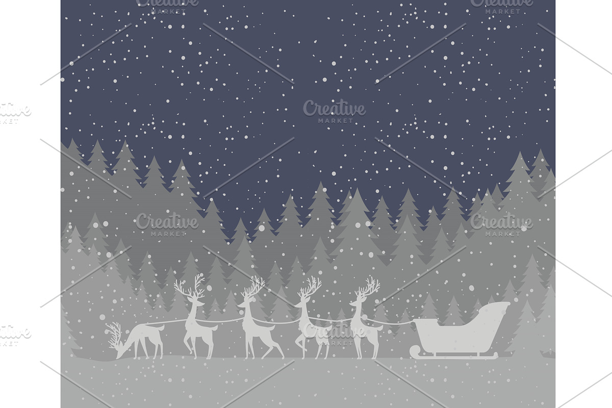 nice santa sleigh, an Illustration by studiogstock