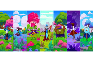 Cartoon school stationery wizards, an Education Illustration by Vector Tradition