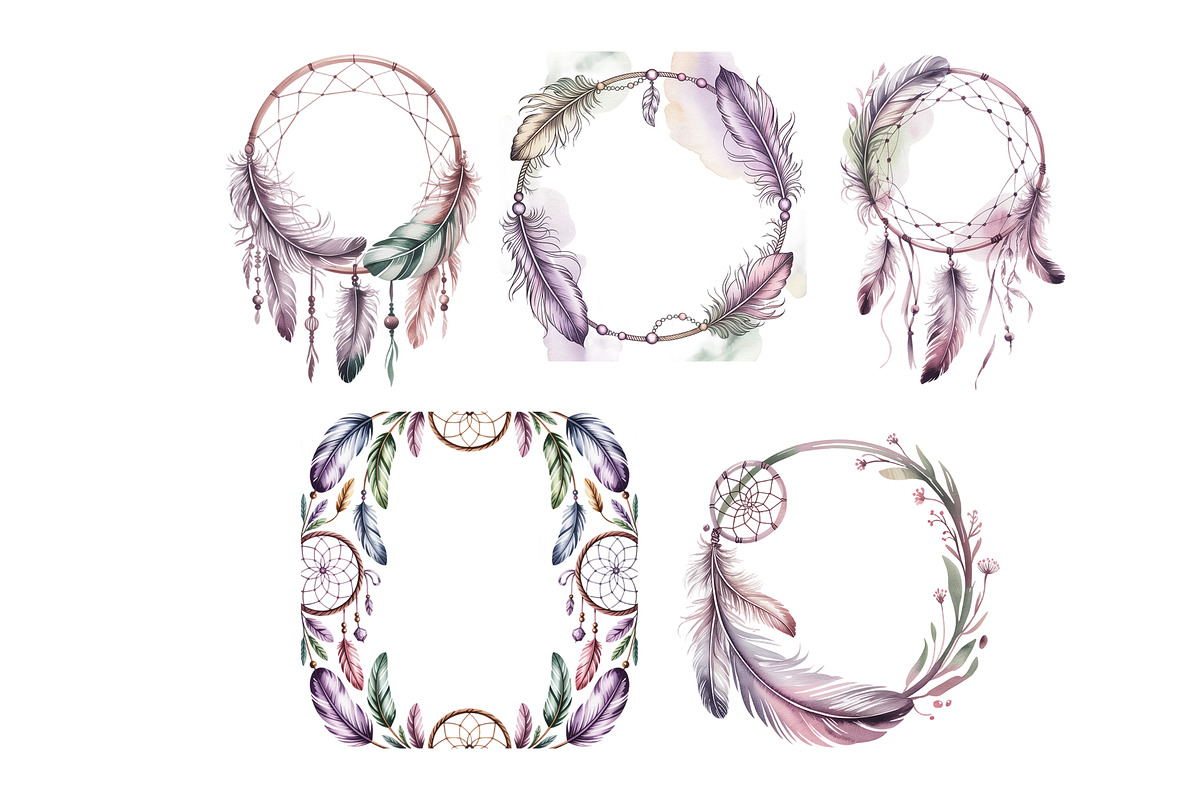 Watercolor Dreamcatchers Frames, a Background Graphic by SketchArtStudio (Photo 3 of 3)