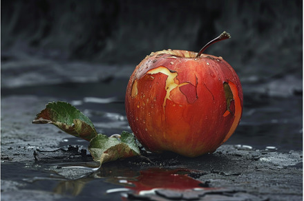 Wilted apple on dark surface, a Food & Drink Photo by Ylivdesign