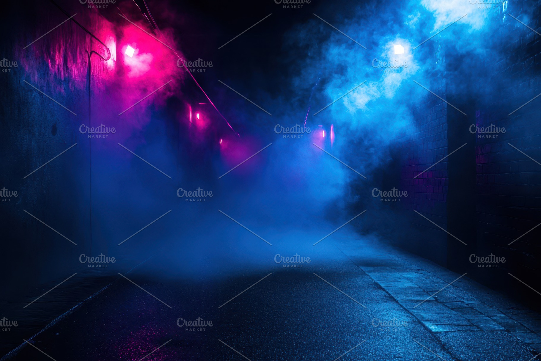Mysterious glow lights deserted road, a Photo by Pavel_design