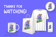 Cartoon hippo motorcyclist. Tshirt, an Animal Illustration by KENO Mascots (Thumbnail 7 of 7)