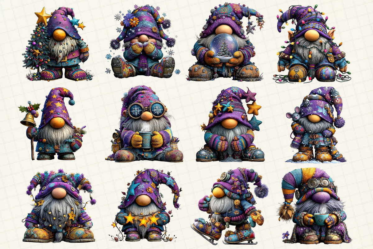 Winter Christmas Gnome Clipart, an Illustration by DreamCafeArt (Photo 3 of 6)
