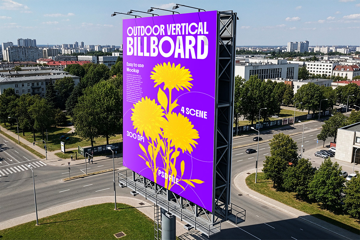 Vertical Billboard Mockup, an Advertising Mockup by Nathatype