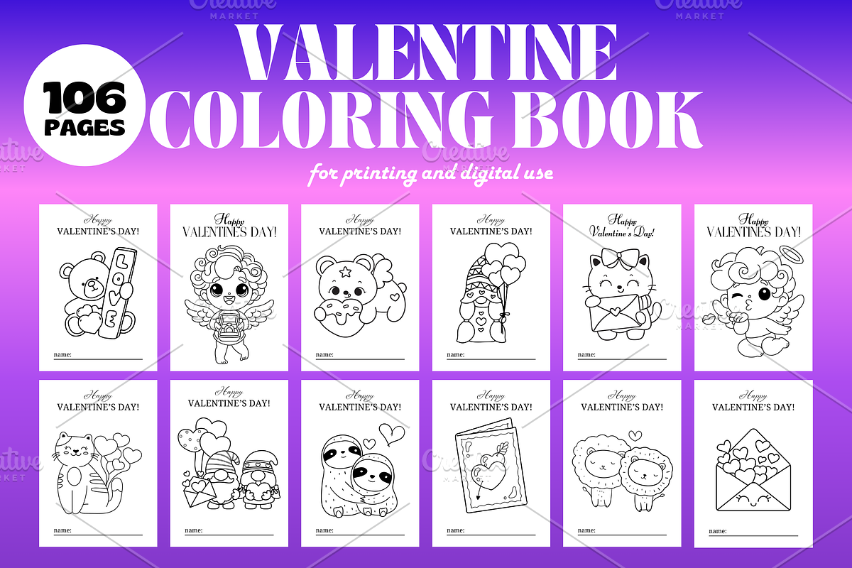 Valentine's Day Coloring Book, a Print Template by Art's and patterns (Photo 1 of 9)