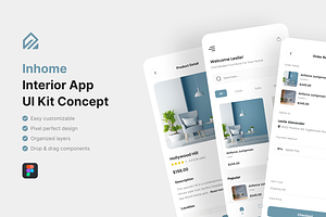 Inhome - Interior App UI Kit, an UI Kit Template by iDoodle Studio