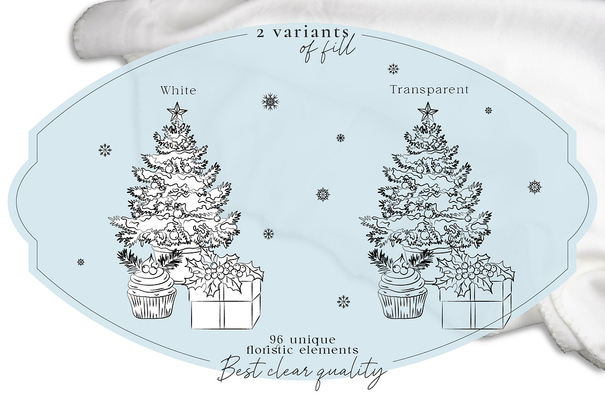 Line Art Winter Floral Decorations, a Decorative Illustration by La Petite Line Art (Photo 9 of 15)