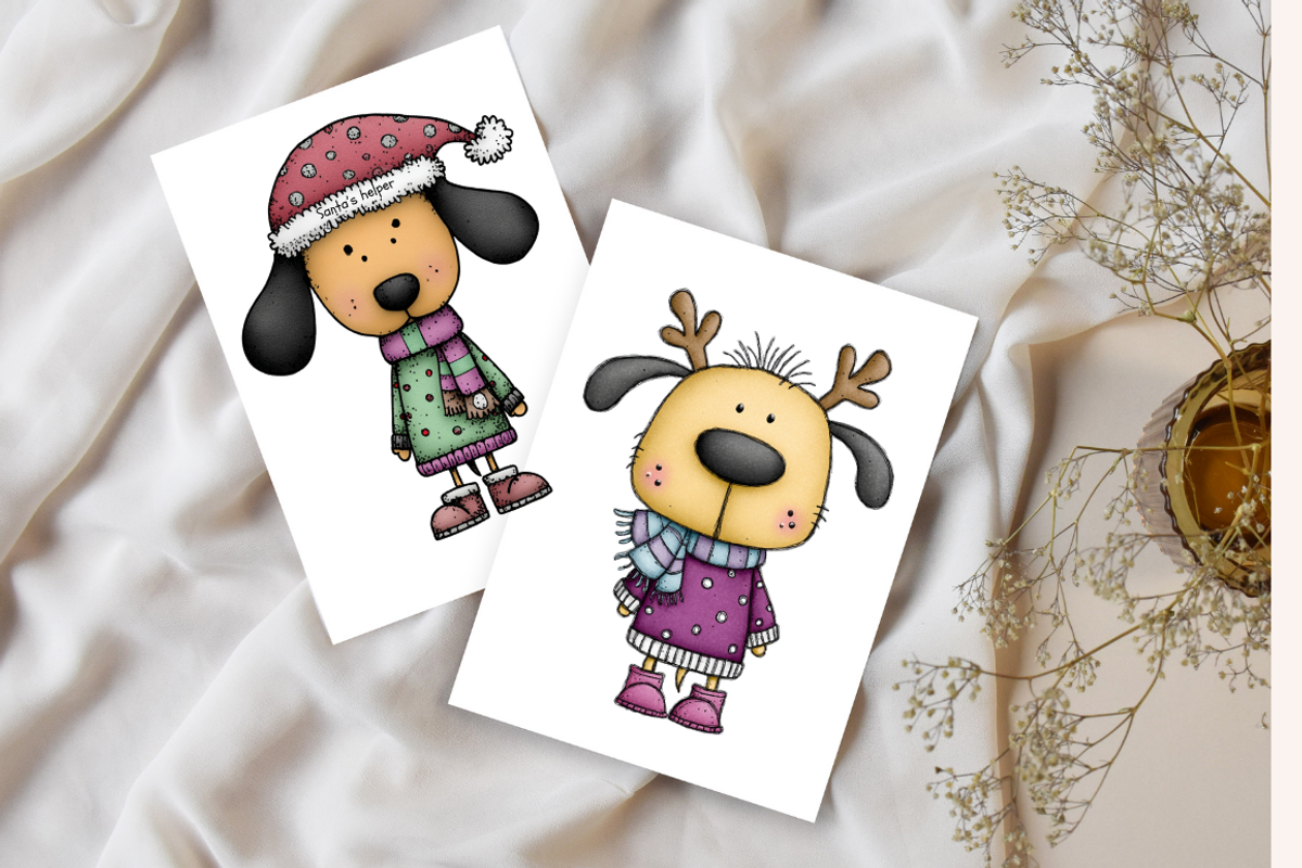 Quirky Christmas Dogs illustrations, an Animal Illustration by PrintHaven Designs (Photo 9 of 9)