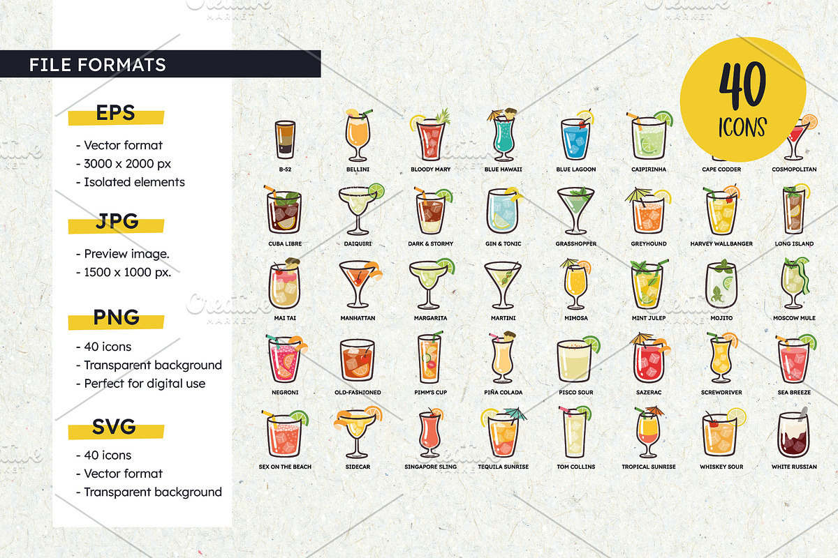Cocktail Icon Set, an Icon by insemar (Photo 3 of 4)