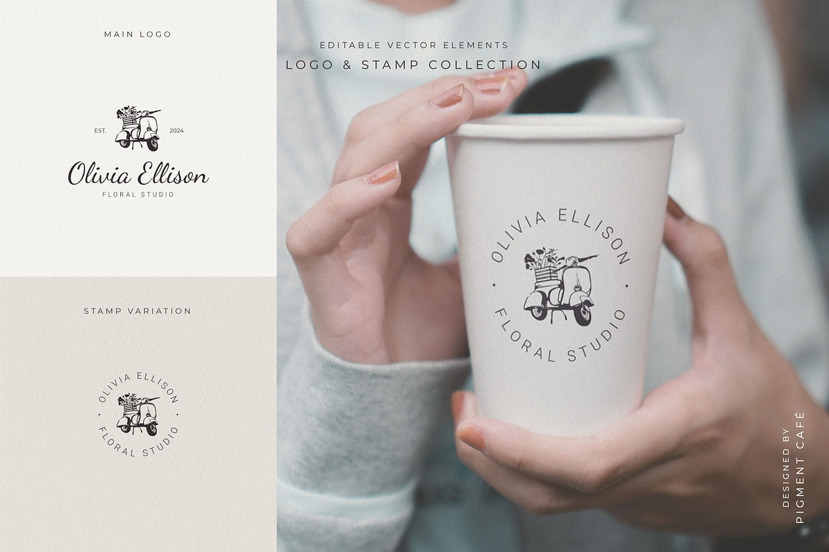 Floral Visuals Logo Stamp Collection, a Branding & Logo Template by Pigment Café (Photo 2 of 5)