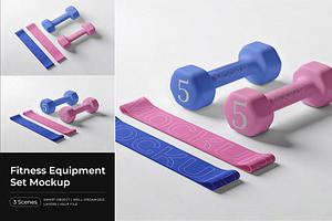 Fitness Equipment Set Mockup, a Product Mockup by Pitchlook.Studio