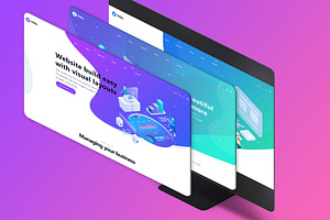 Isometric IMac Website Mockup