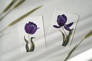 Dark Tulips Vector Set