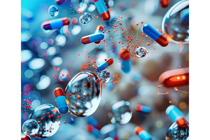 A group of pills suspended in mid-ai, a Photo by Iftikhar Alam