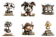 Hay Bale Animals Watercolor Clipart, a Seasonal Illustration by CreationArt (Thumbnail 3 of 5)