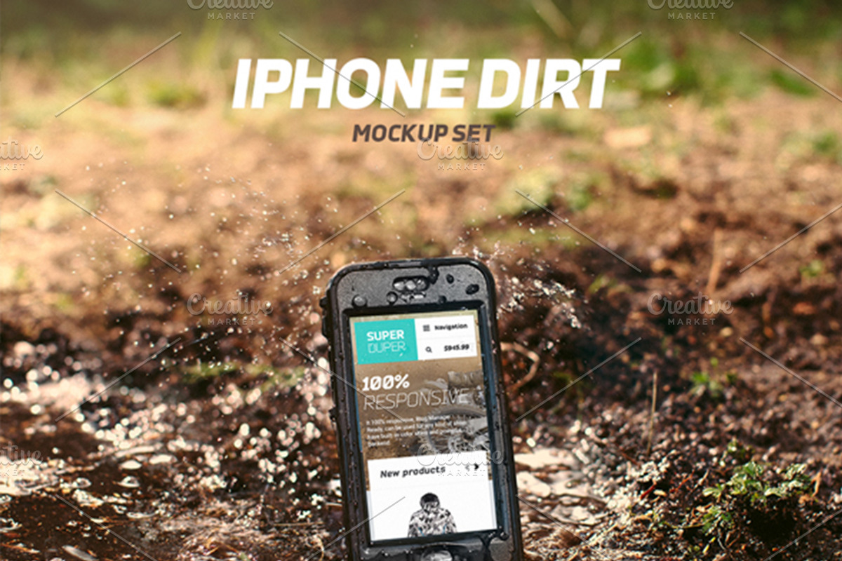 iPhone Dirt Mockup Set, an iPhone Mockup by Mockura (Photo 1 of 5)