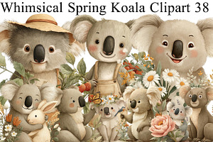 Whimsical Spring Koala Clipart, an Illustration by DreamArtGraphic