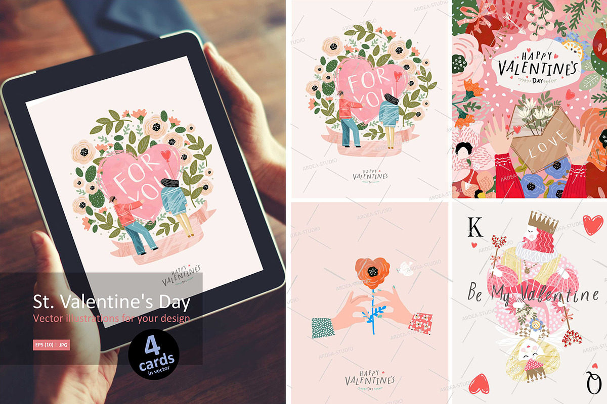 Valentine's Day Cards, an Illustration by Ardea-studio