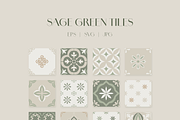 Sage Green Tiles Collection, a Decorative Illustration by Liliia Polos Illustration (Thumbnail 2 of 8)