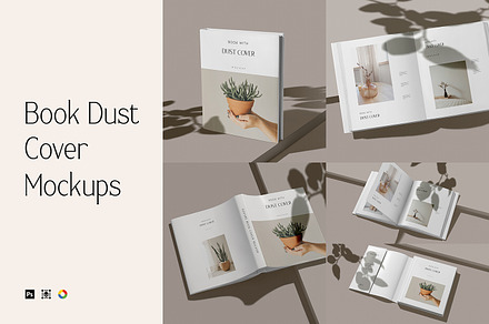 Square Book With Dust Cover Mockups