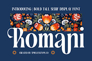 Romani - Bold Tall Serif Font, a Serif Font by timelesstype.co (Thumbnail 1 of 20)