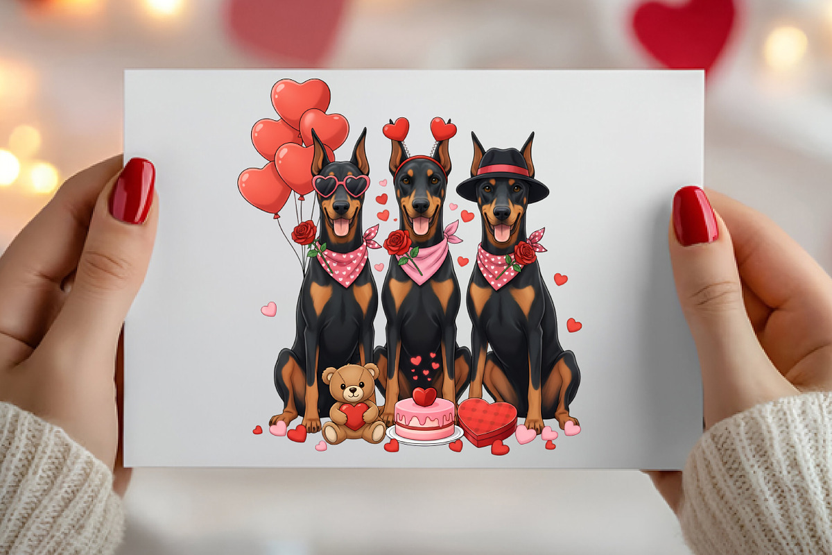 Valentine dog shirt, Doberman Shirt, an Illustration by Canvas Craft (Photo 3 of 6)