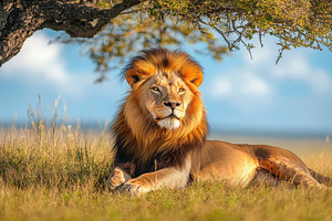 Majestic Lion Resting: Captivating g, an Animal Photo by Pixeness Studio