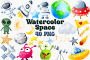 Watercolor Space Clipart, Galaxy PNG, an Illustration by CropUp Creative (Thumbnail 1 of 6)