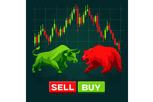Buy and Sell Buttons with Bull and