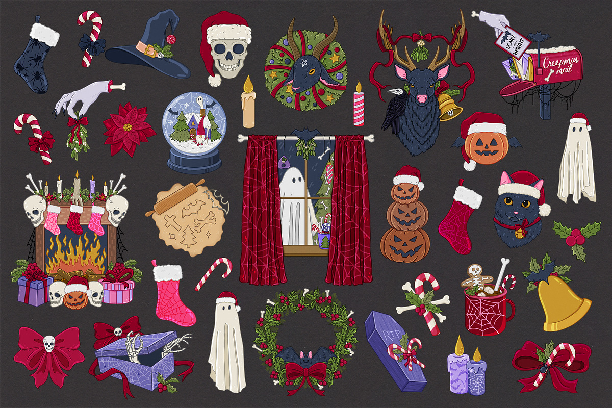 Spooky Christmas Collection, an Illustration by SecondOfJuly (Photo 2 of 5)