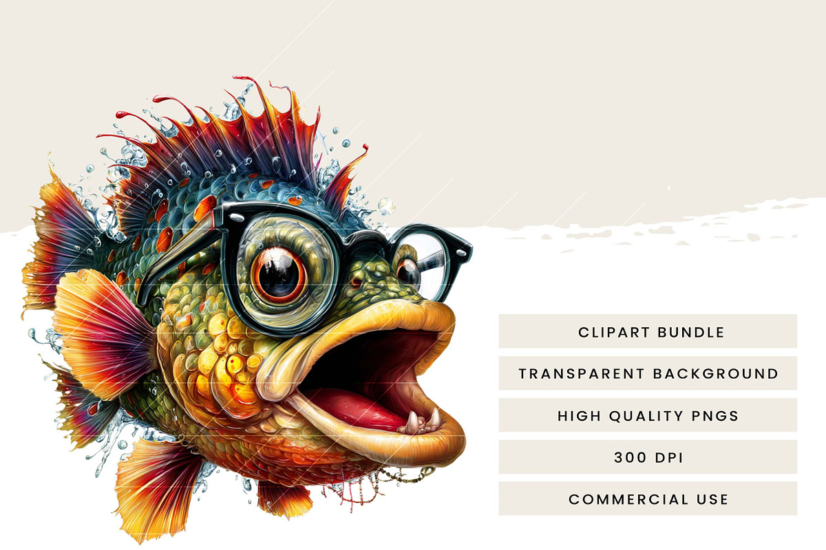 Whimsical Fish Clipart Bundle, an Animal Illustration by Design Scotch (Photo 5 of 8)