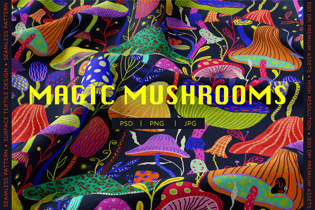 Magic Mushrooms, a Pattern Graphic by Alona Savchuk (Photo 1 of 7)