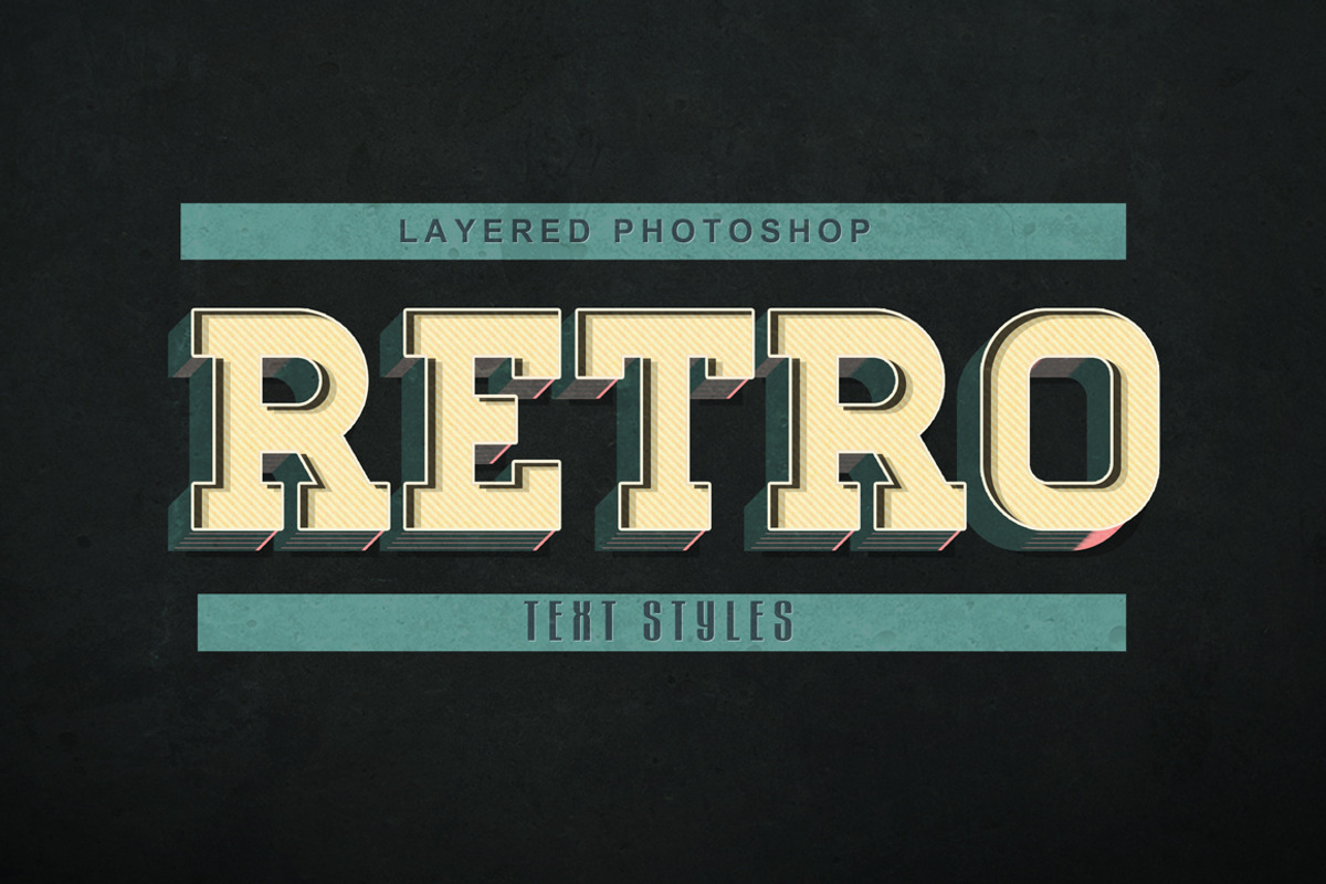 Retro Text Style V2, a Layer Style Add-On by mixmedia87 (Photo 4 of 5)
