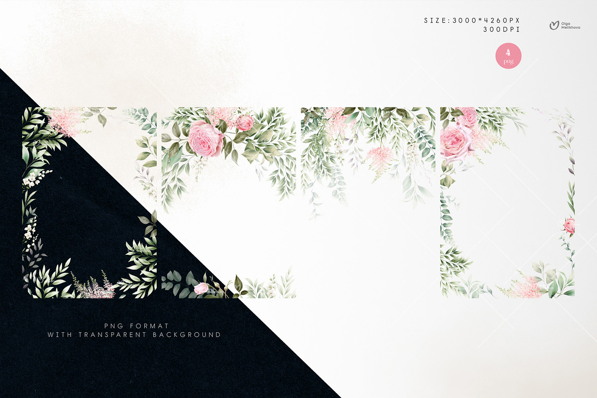 Flowers & Greenery, floral cliparts, a Texture Illustration by ollalya (Photo 6 of 16)