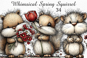 Whimsical Spring Squirrel Clipart, an Illustration by Craft Nest (Thumbnail 1 of 11)