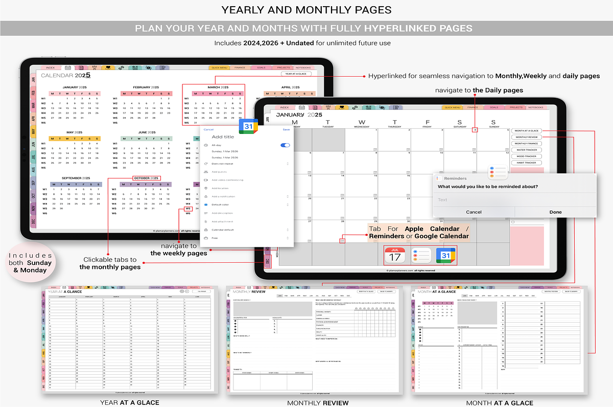 Vibrant Rainbow Digital Planner 2025, a Templates & Theme by Plamarplanners (Photo 2 of 11)