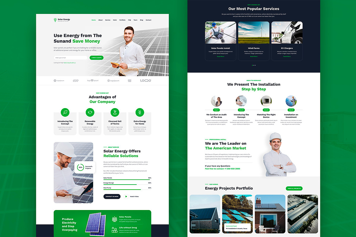 Solar Energy Landing Page Figma, an UI Kit Template by artbart (Photo 2 of 8)