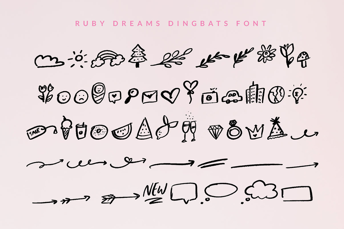 Ruby Dreams font + dingbats preview 3